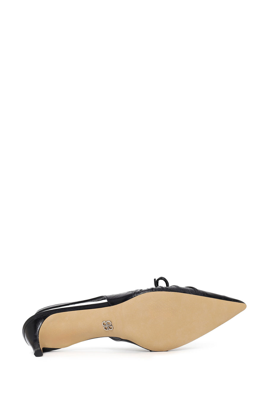 Woman Black Open-Back Low-Heeled Leather Shoes