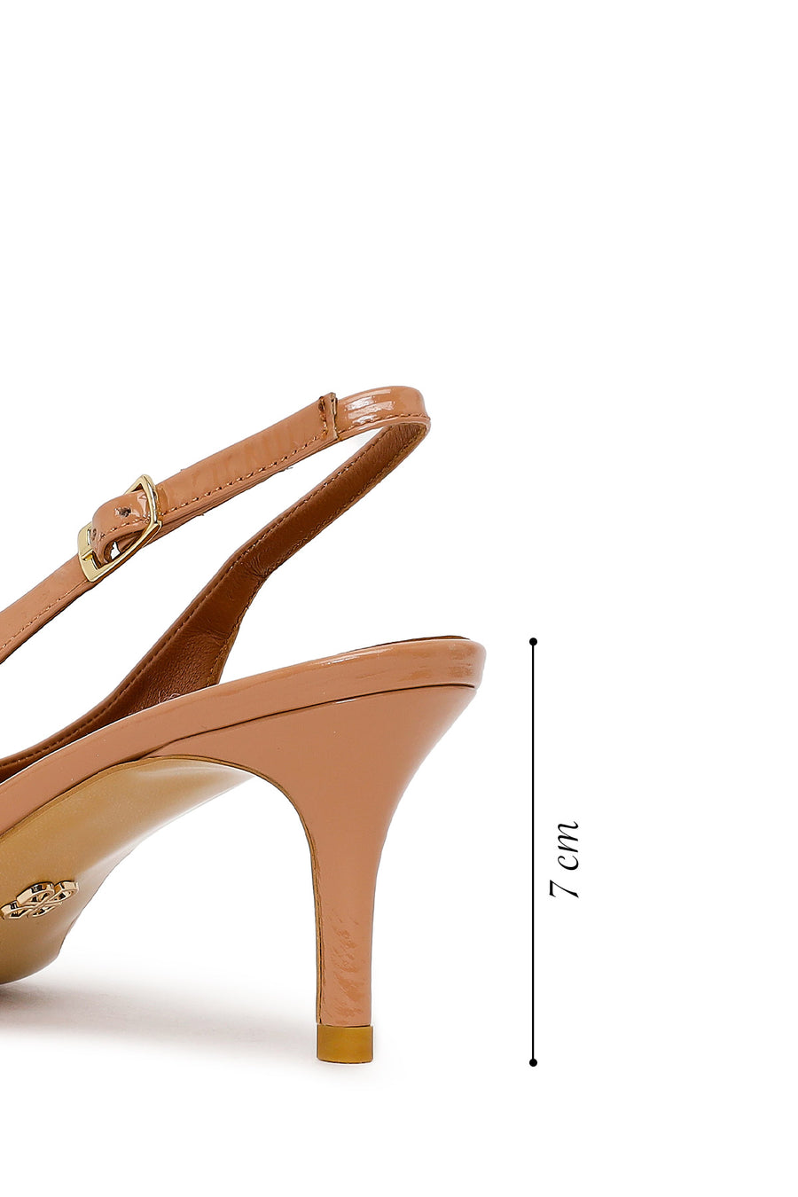 Woman Beige Open-Back Thin-Heeled Patent Leather Leather Shoe