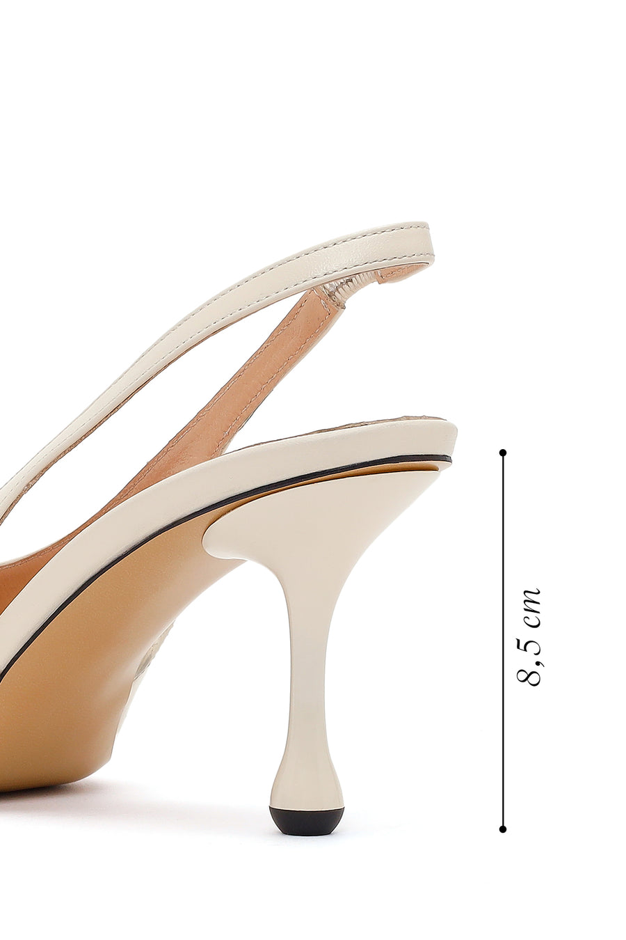 Women's Cream High-Heeled Open-Back Leather Shoes