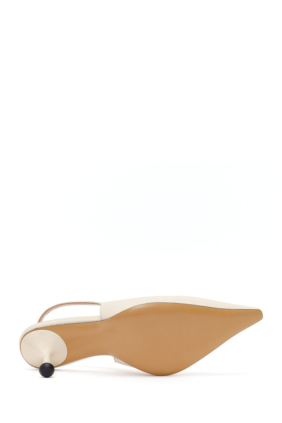 Women's Cream High-Heeled Open-Back Leather Shoes