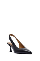 Kadın Siyah Arkası Açık İnce Topuklu Deri Ayakkabı | Derimod