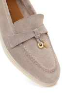 Kadın Bej Süet Deri Maskülen Loafer | Derimod