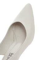 Kadın Bej Arkası Açık Kalın Kısa Topuklu Deri Ayakkabı | Derimod