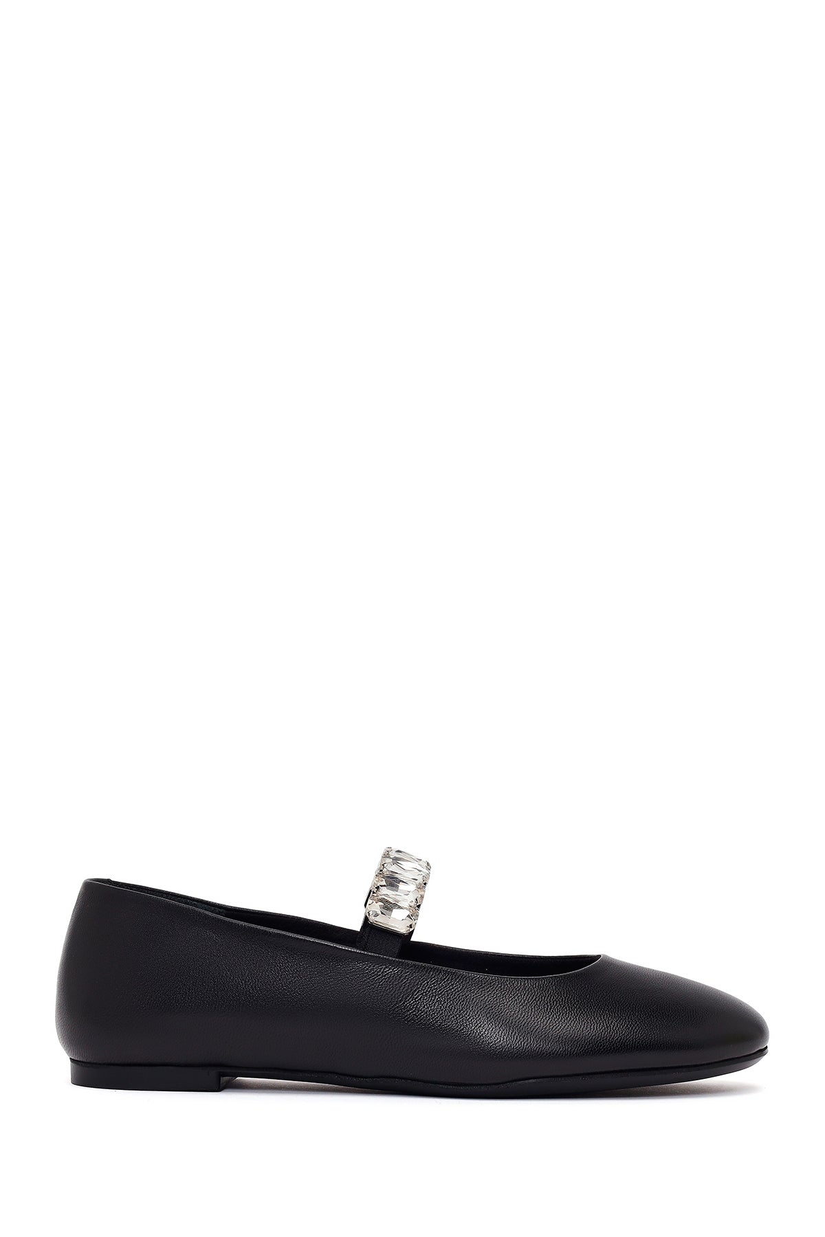 Kadın Siyah Taşlı Deri Babet 26PFD141518 | Derimod