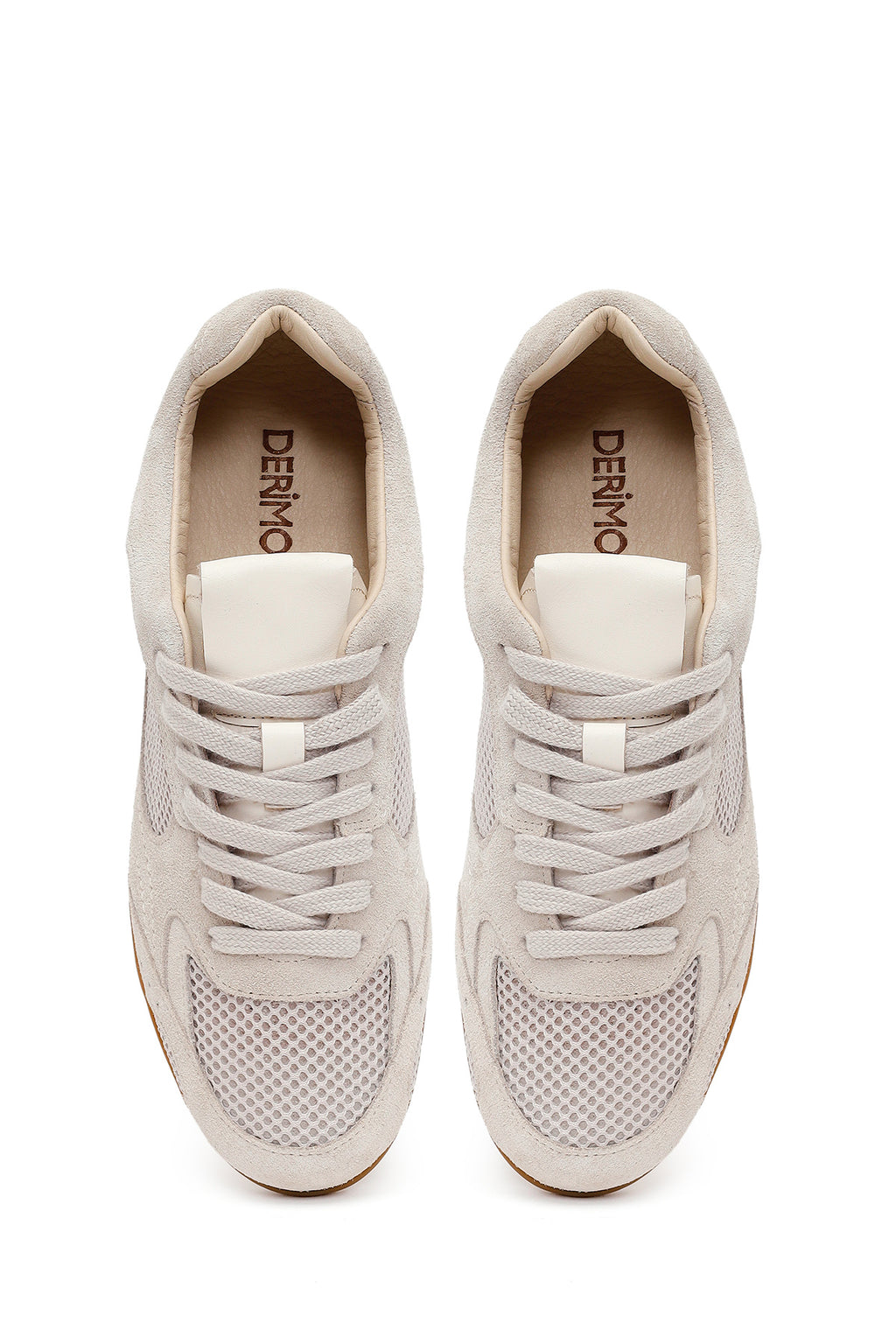 Kadın Bej Bağcıklı Süet Deri Sneaker