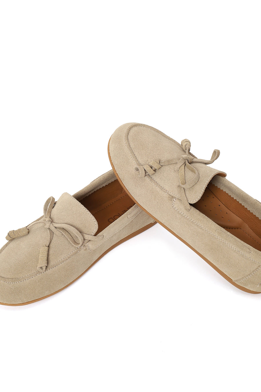 Woman Beige Suede Leather Loafer
