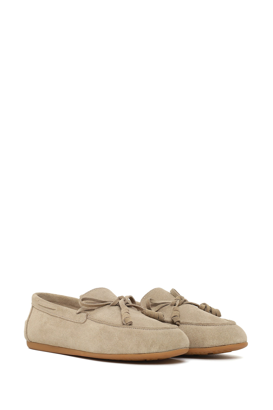 Woman Beige Suede Leather Loafer