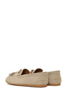 Woman Beige Suede Leather Loafer | Derimod