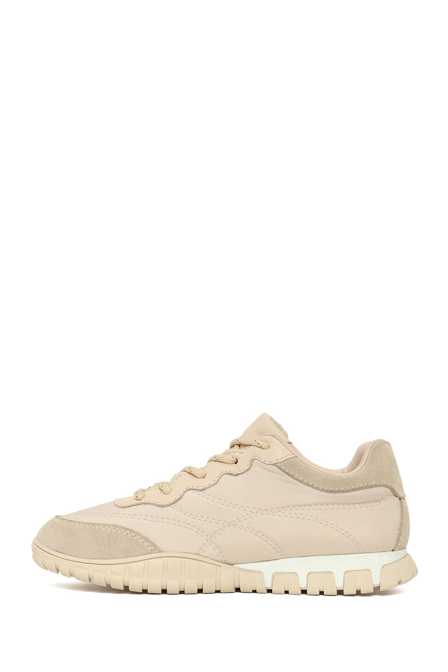 Woman Beige Lace-Up Leather Sneakers