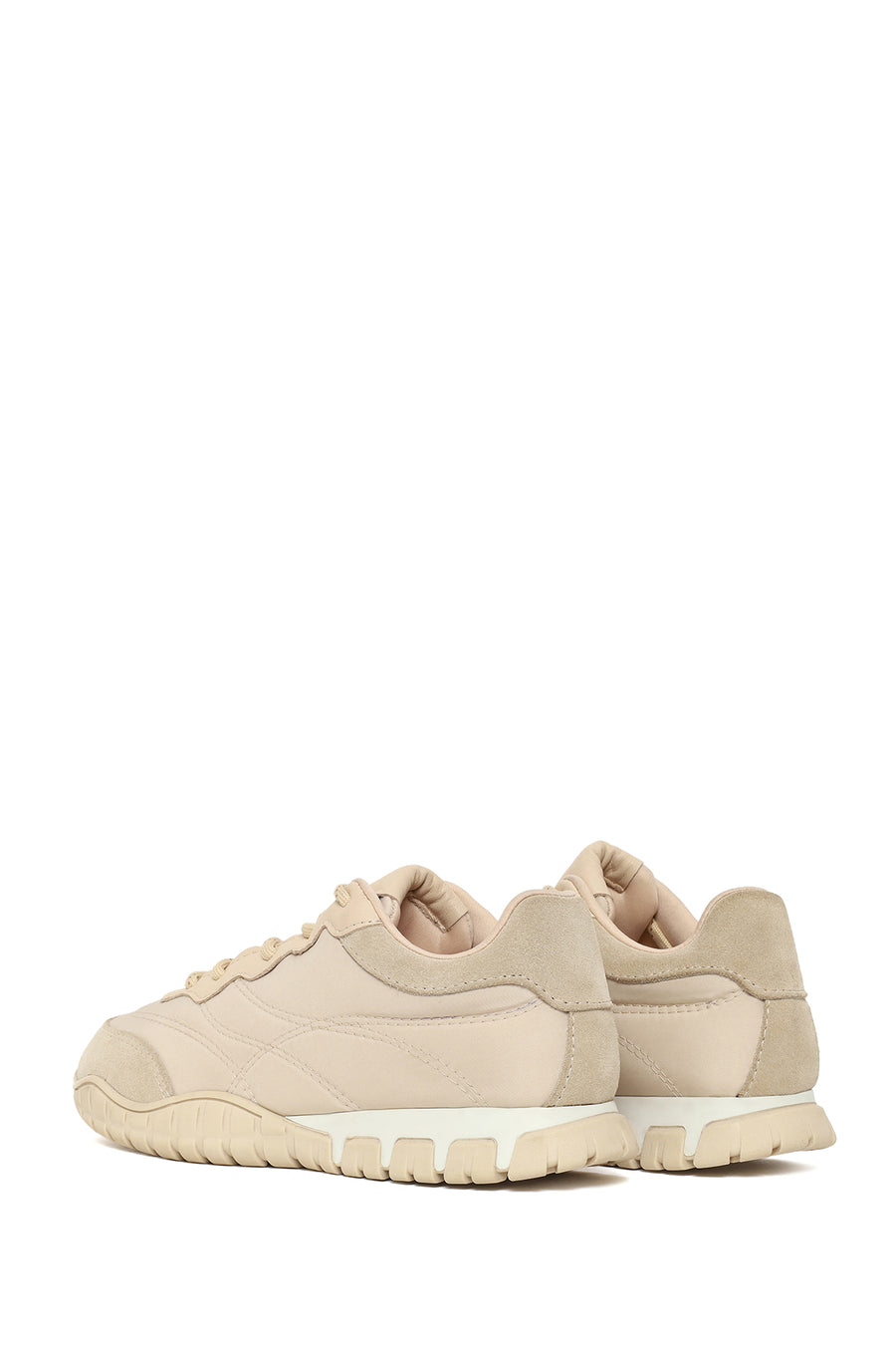 Woman Beige Lace-Up Leather Sneakers