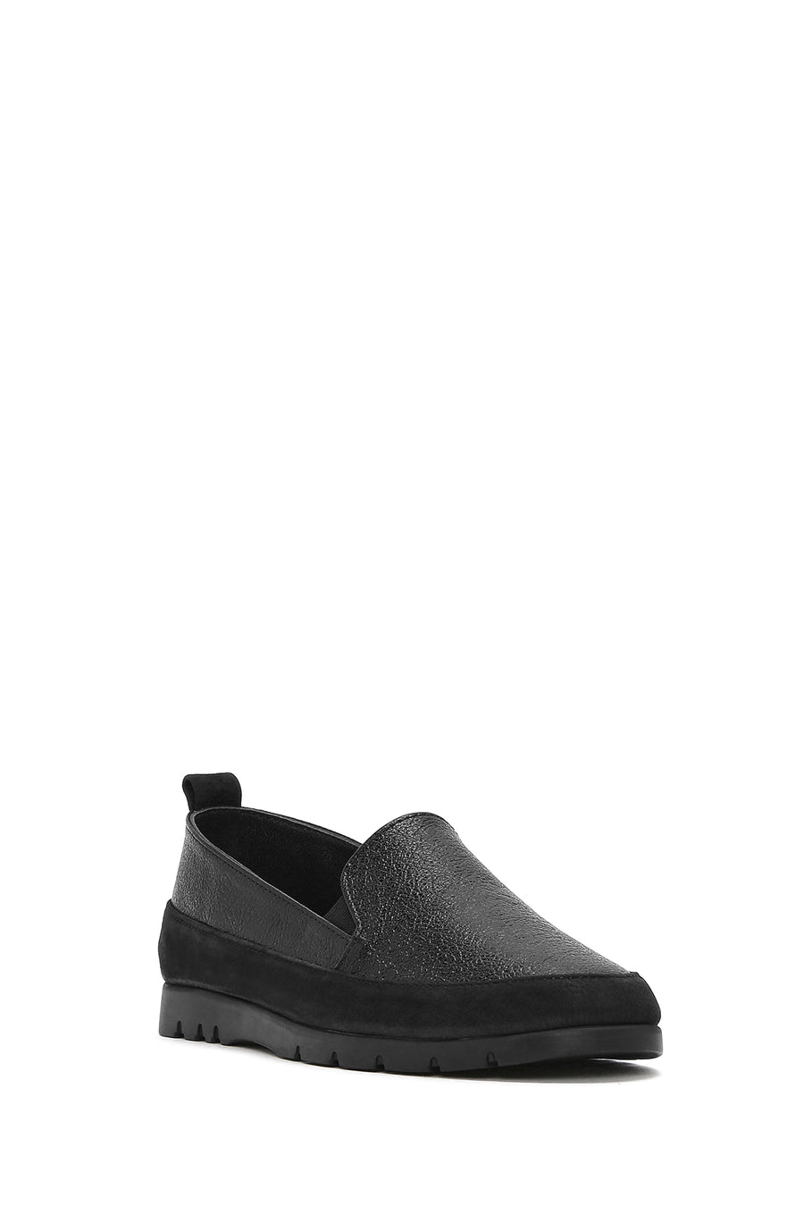 Women's Black Glitter Leather Comfort Loafer
