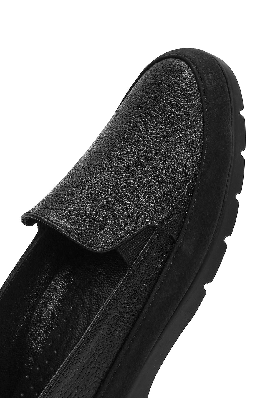 Women's Black Glitter Leather Comfort Loafer