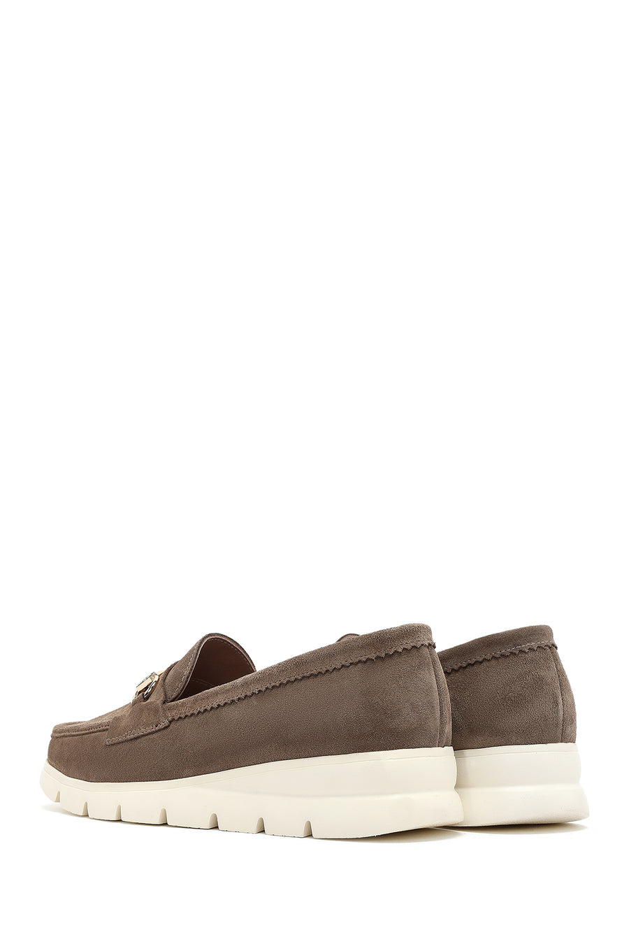 Women's Mink Wedge Heel Suede Leather Comfort Loafer