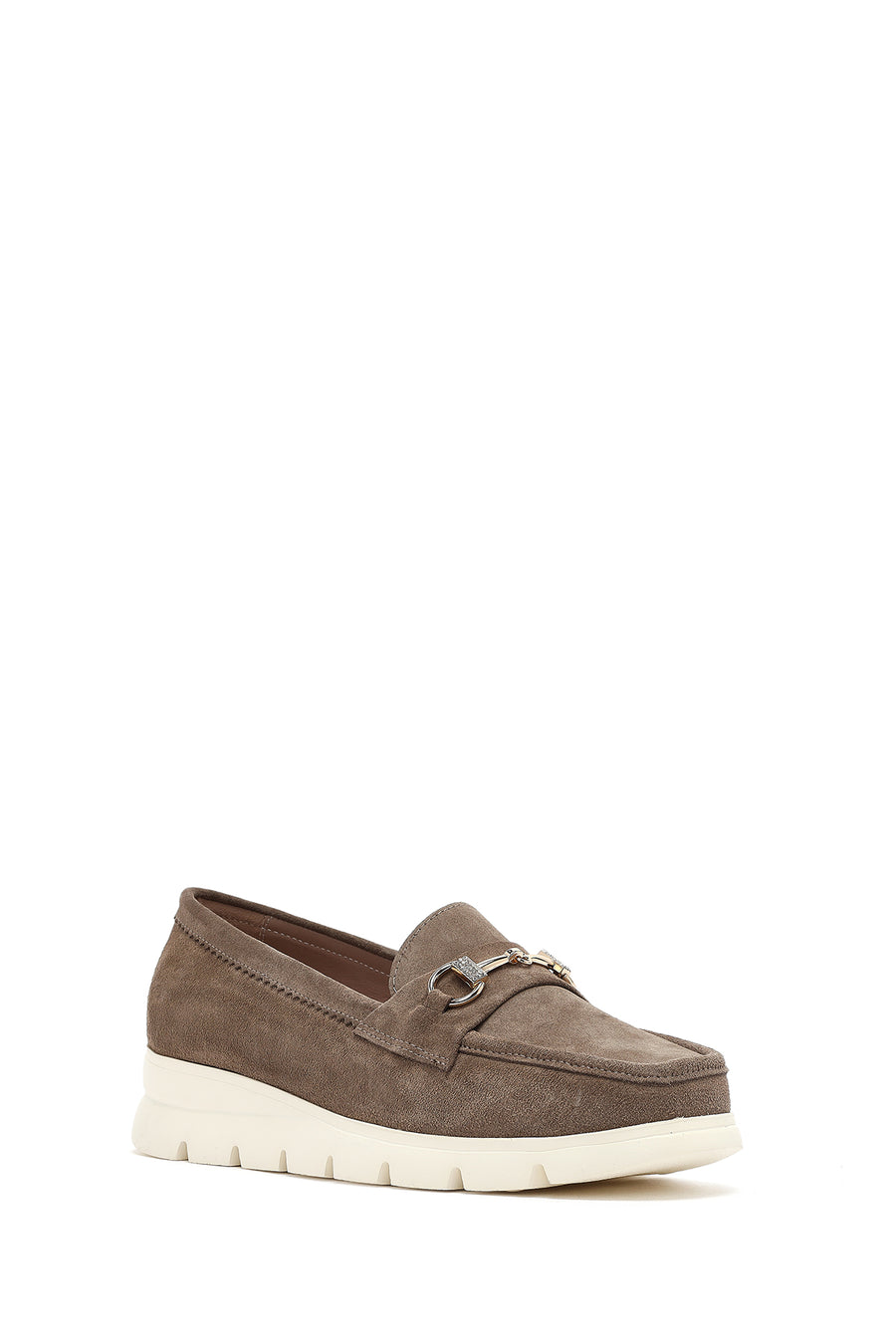 Women's Mink Wedge Heel Suede Leather Comfort Loafer