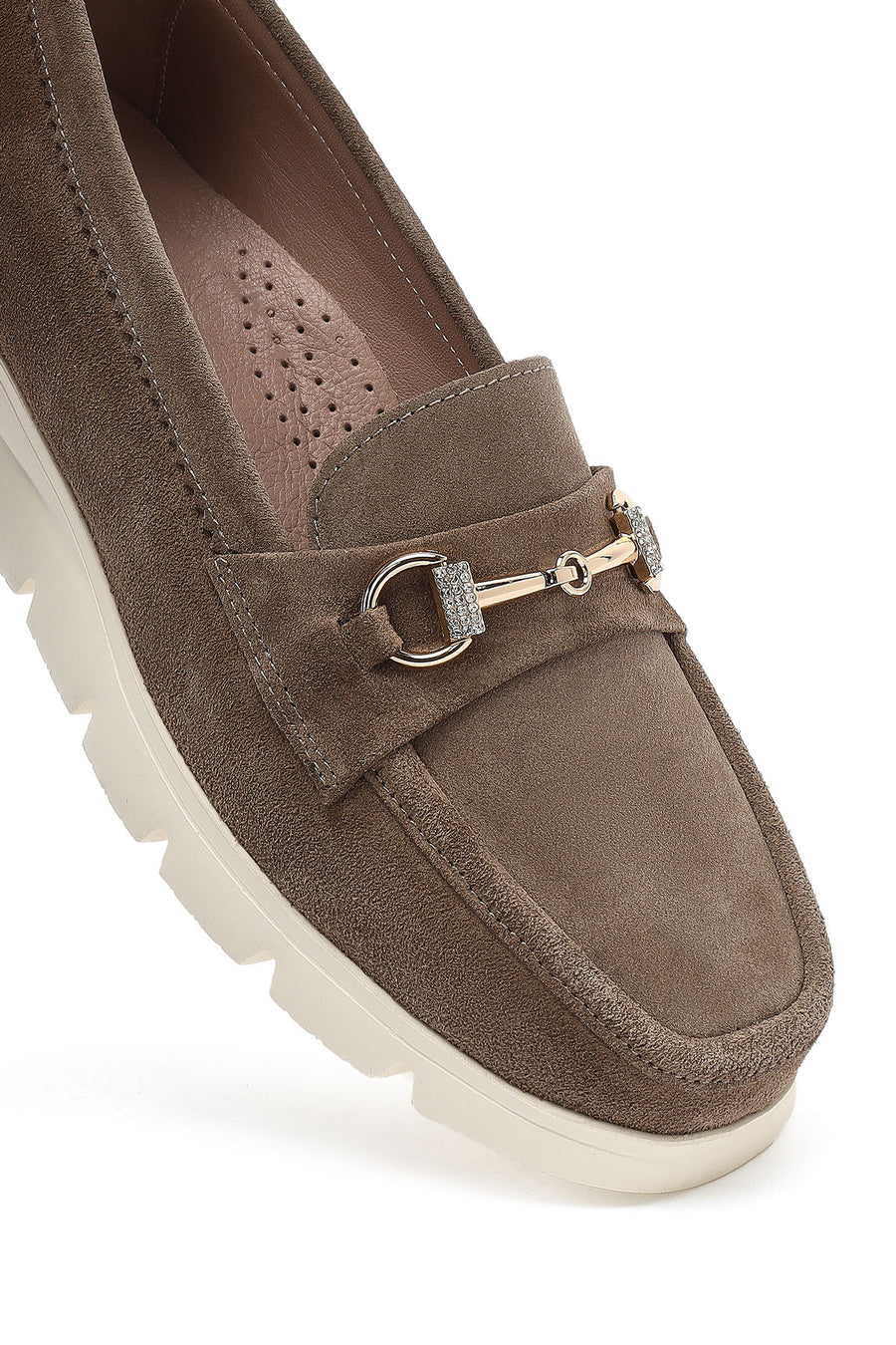 Women's Mink Wedge Heel Suede Leather Comfort Loafer