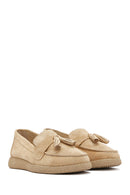 Women's Beige Suede Leather Comfort Loafer | Derimod