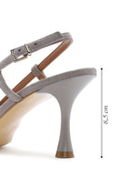 Kadın Gri Arkası Açık İnce Topuklu Süet Deri Ayakkabı | Derimod