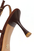 Kadın Kahverengi Arkası Açık İnce Topuklu Süet Deri Ayakkabı | Derimod