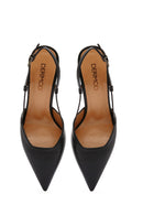 Kadın Siyah Arkası Açık Topuklu Deri Ayakkabı | Derimod