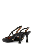 Kadın Siyah Arkası Açık Topuklu Deri Ayakkabı | Derimod