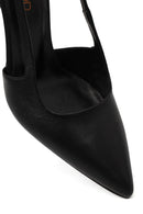 Kadın Siyah Arkası Açık Yüksek İnce Topuklu Deri Ayakkabı | Derimod