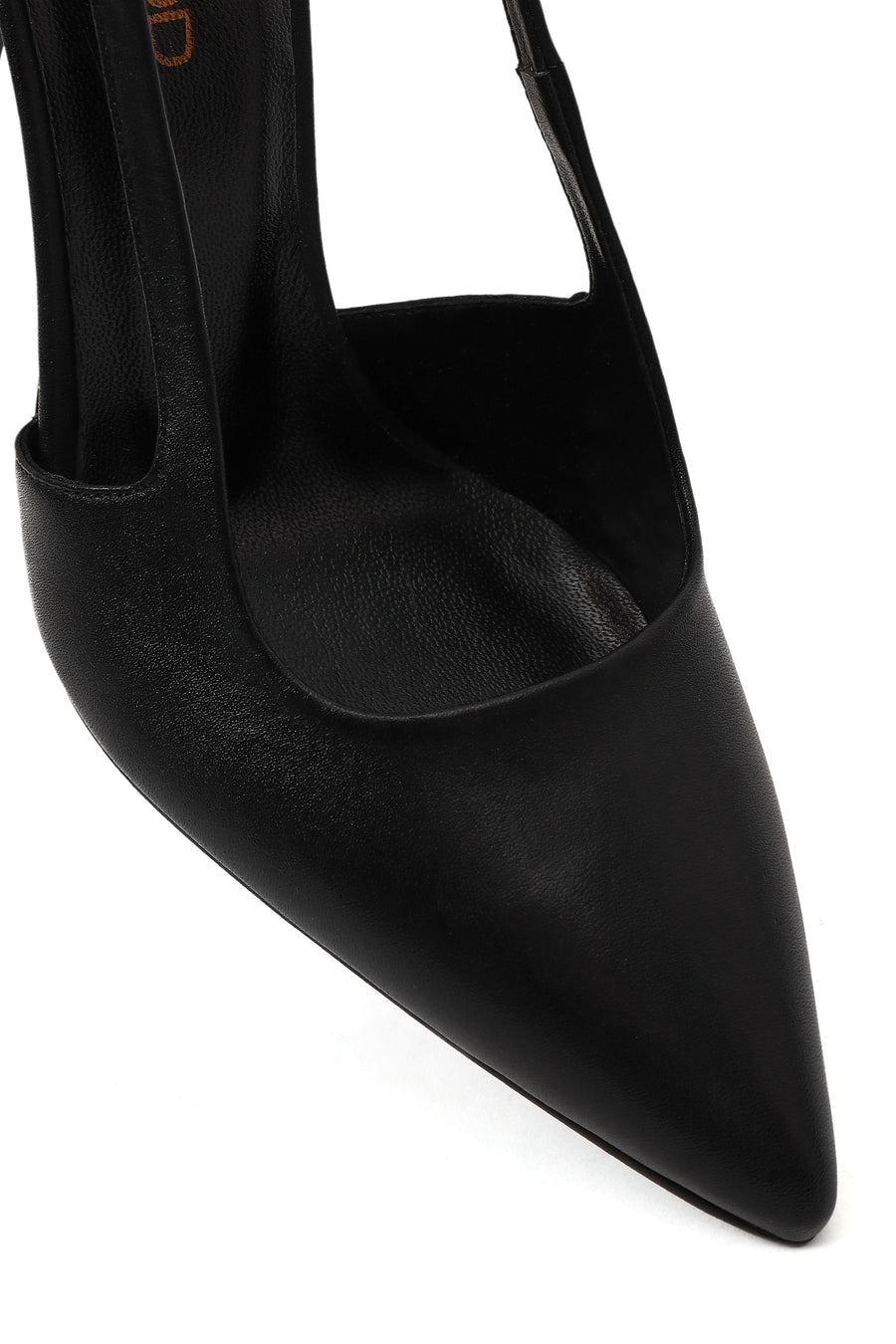 Women's Black Slingback High Thin Heel Leather Shoes