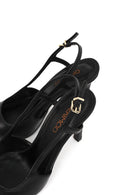 Kadın Siyah Arkası Açık Yüksek İnce Topuklu Deri Ayakkabı | Derimod