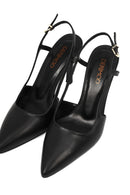 Kadın Siyah Arkası Açık Yüksek İnce Topuklu Deri Ayakkabı | Derimod