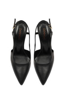 Kadın Siyah Arkası Açık Yüksek İnce Topuklu Deri Ayakkabı | Derimod