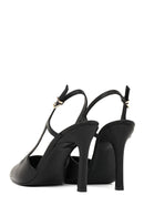 Kadın Siyah Arkası Açık Yüksek İnce Topuklu Deri Ayakkabı | Derimod