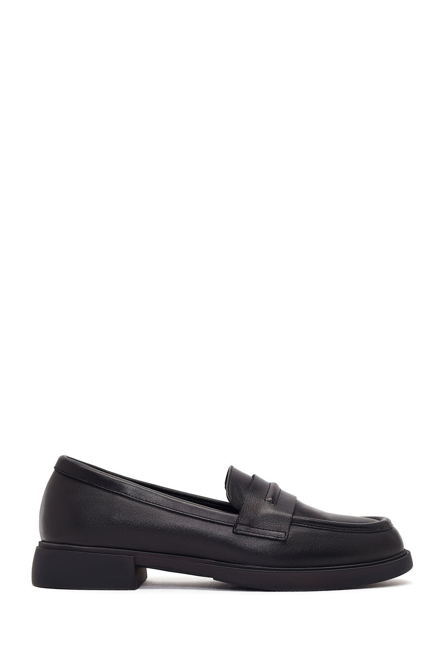 Women's Black Leather Masculine Loafer 26PFD180418 | Derimod