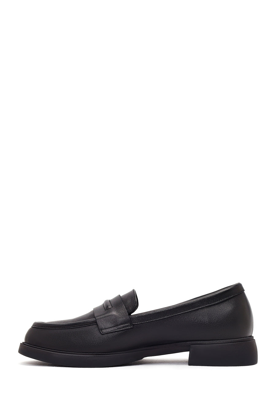 Women's Black Leather Masculine Loafer