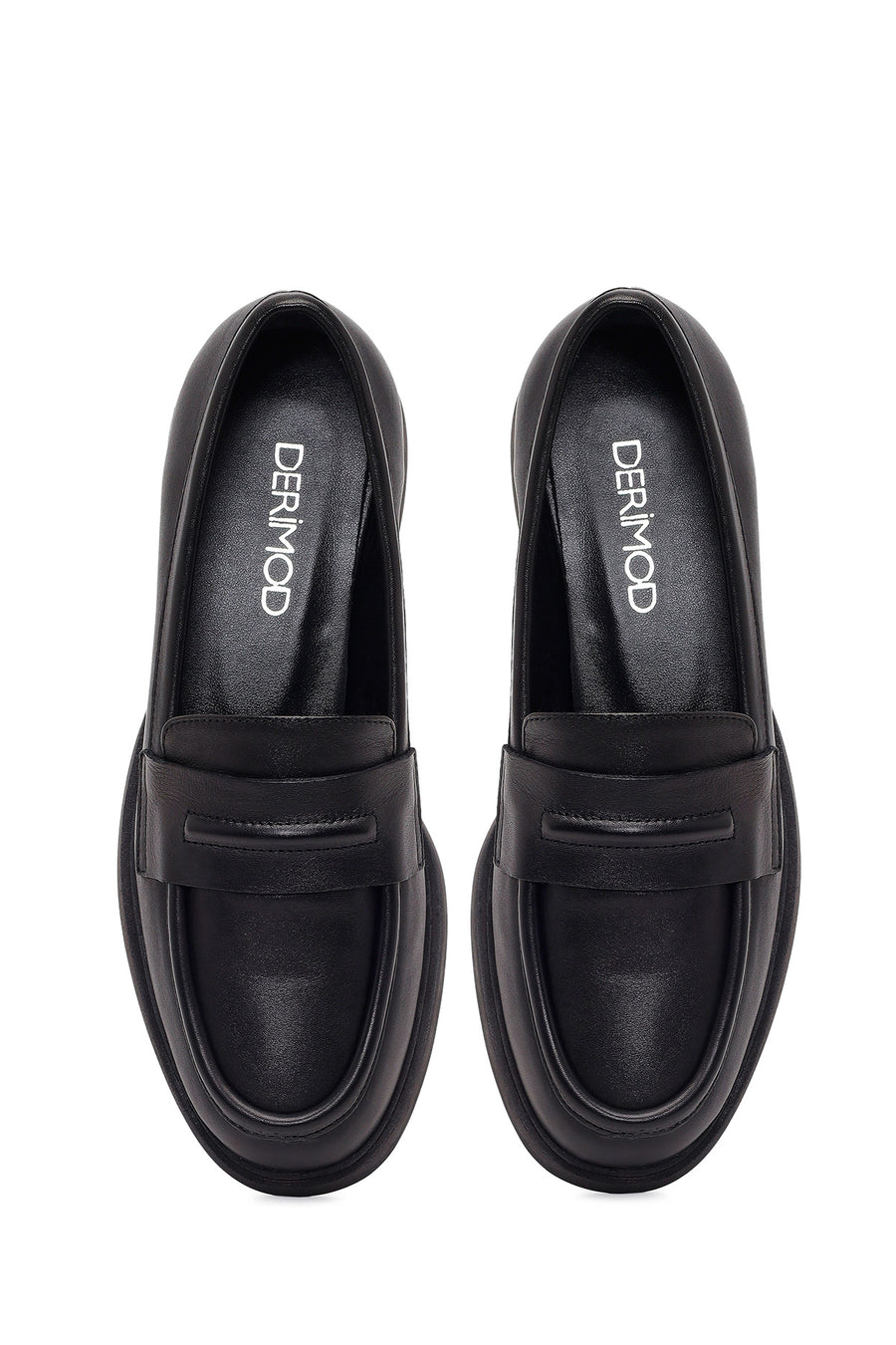 Women's Black Leather Masculine Loafer