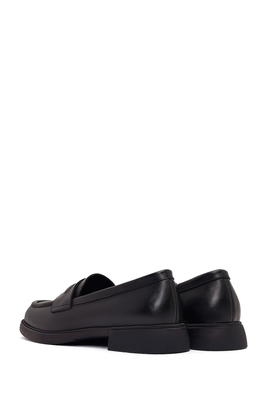 Women's Black Leather Masculine Loafer