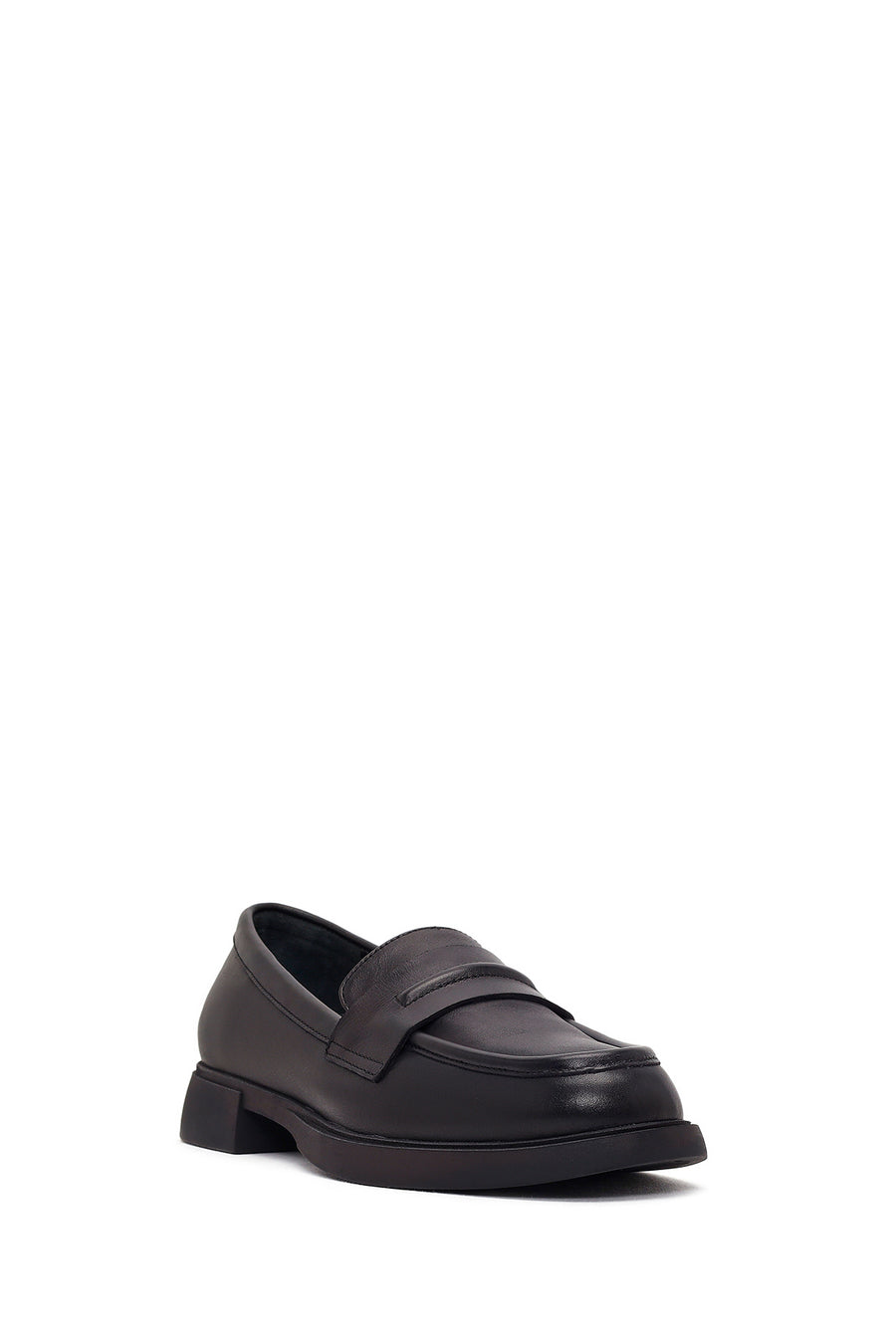 Women's Black Leather Masculine Loafer