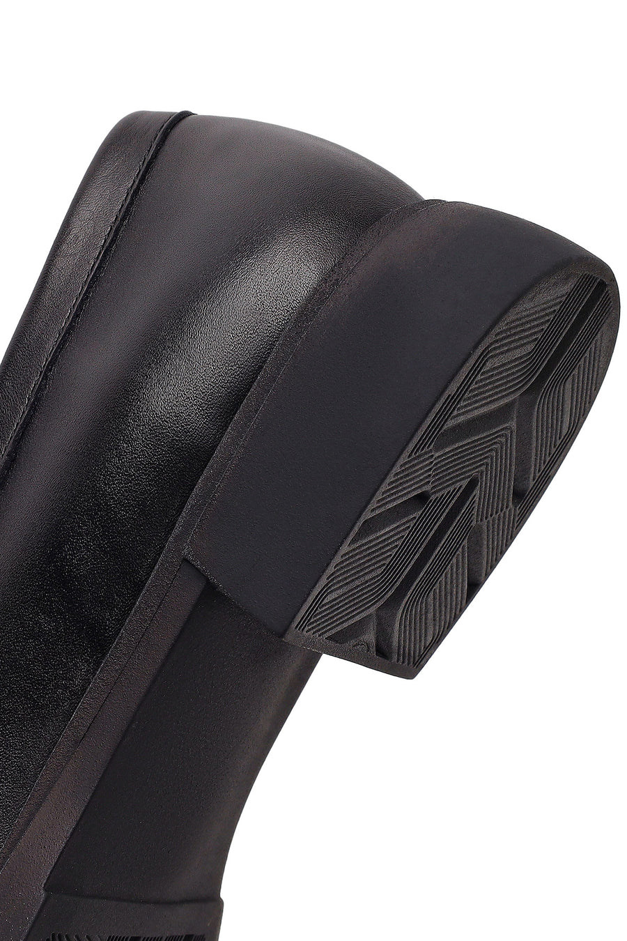 Women's Black Leather Masculine Loafer