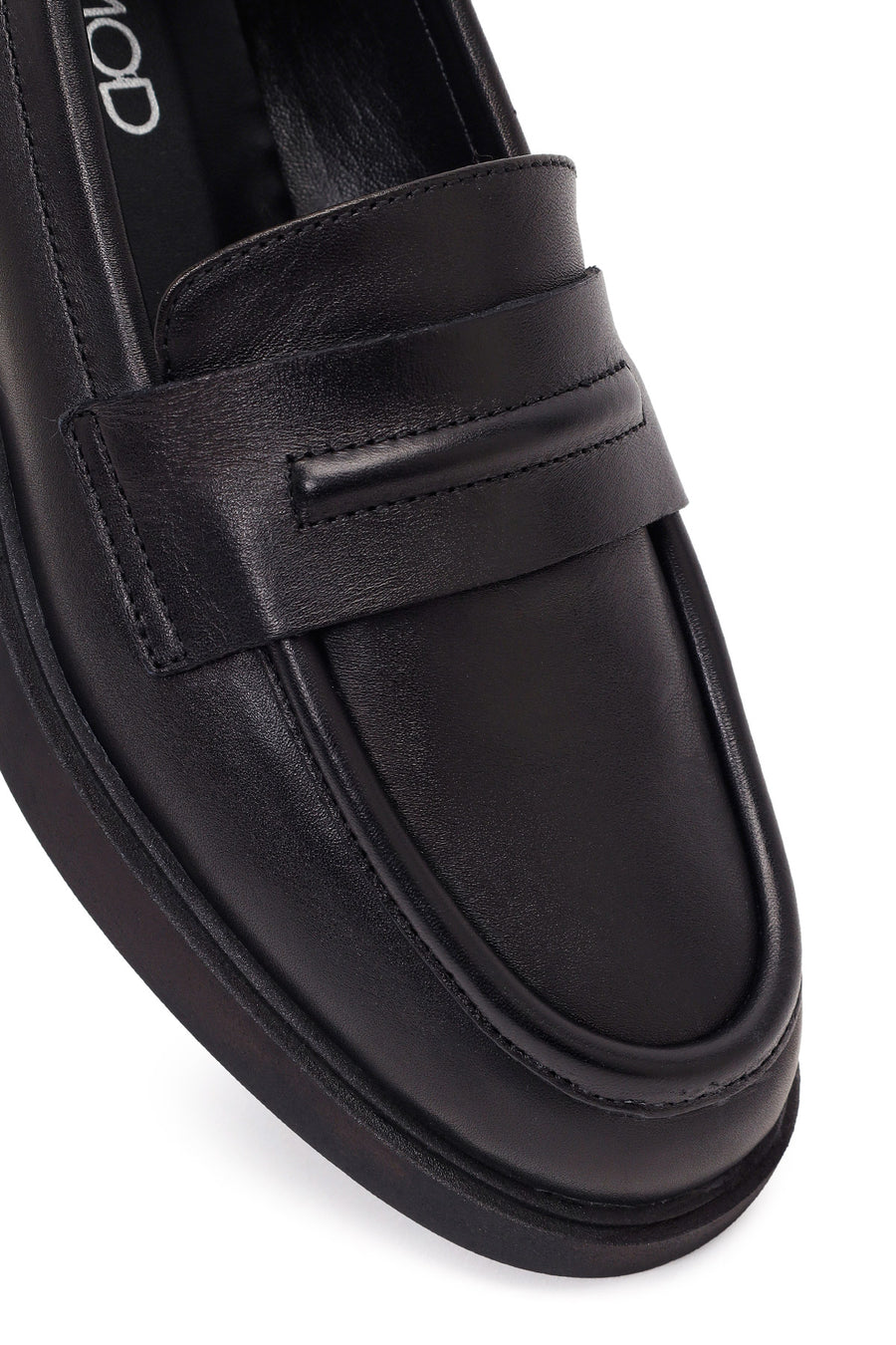 Women's Black Leather Masculine Loafer