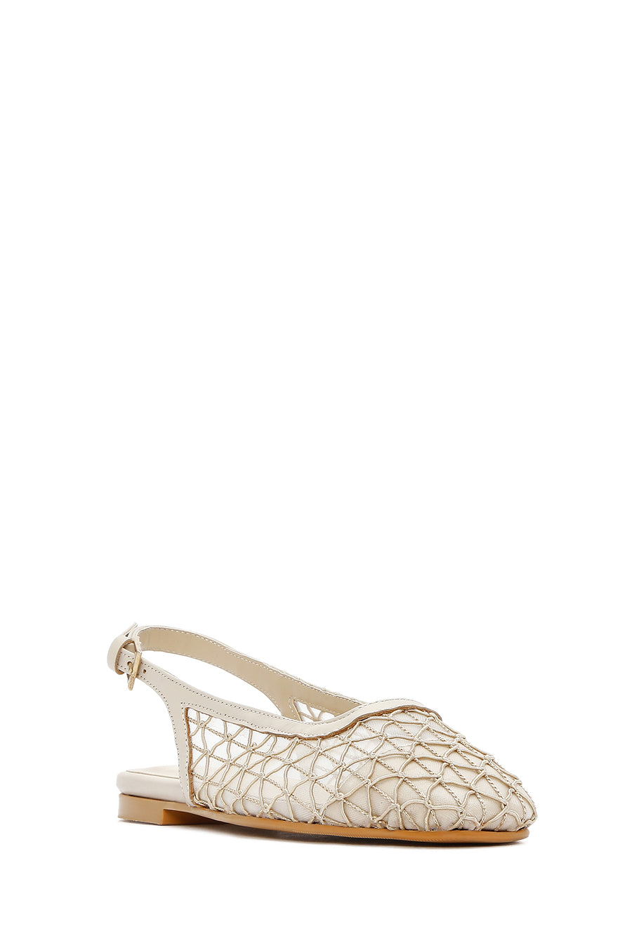 Women's Beige Open Back Patterned Ballerinas