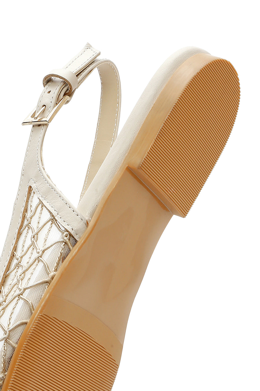 Women's Beige Open Back Patterned Ballerinas