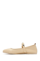 Kadın Krem Tokalı Deri Babet | Derimod