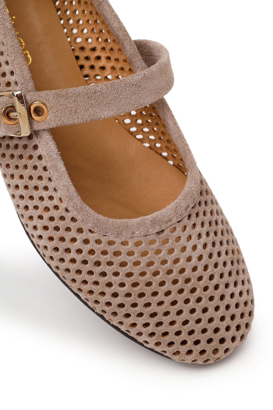 Woman Mink Mesh Suede Leather Ballet Flat
