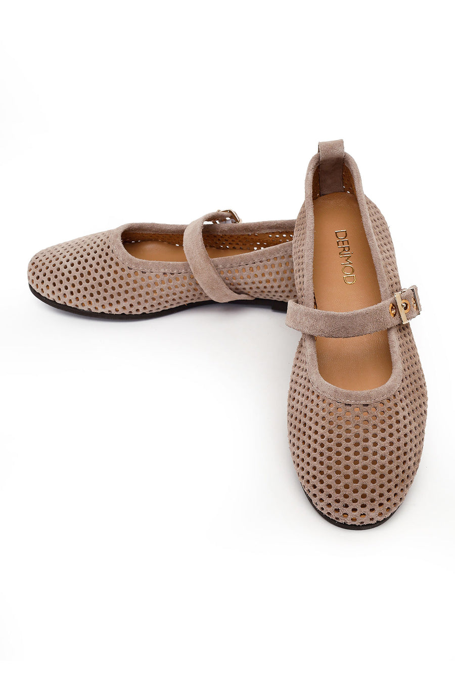 Woman Mink Mesh Suede Leather Ballet Flat
