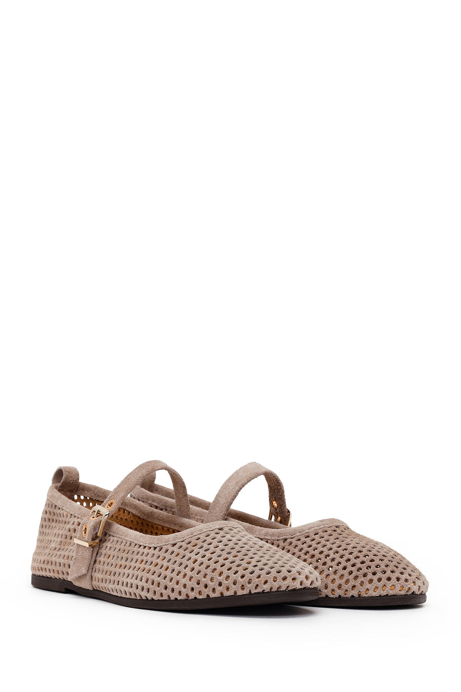 Woman Mink Mesh Suede Leather Ballet Flat