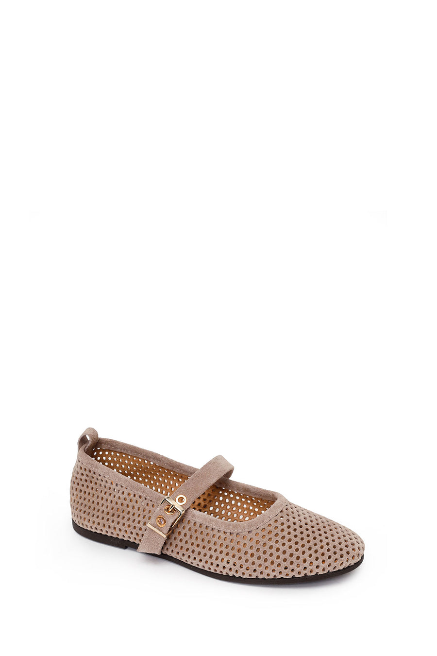 Woman Mink Mesh Suede Leather Ballet Flat