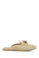 Kadın Bej Püsküllü Hasır Terlik | Derimod