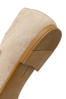 Women's Beige Buckle Suede Leather Ballet Flats | Derimod