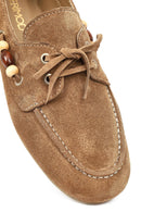 Kadın Taba Aksesuar Detaylı Süet Deri Loafer | Derimod