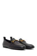 Women's Black Buckle Leather Loafer | Derimod