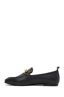 Women's Black Buckle Leather Loafer | Derimod