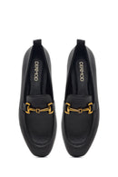 Women's Black Buckle Leather Loafer | Derimod